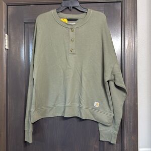 Carhartt  women’s NWT French Terry Sweatshirt Loose Fit‎ - Henley  Sz XL